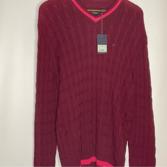 Casa Moda NWT’s Burgundy V-Neck Long Sleeve Patterned Design Sweater Size Medium - Picture 3 of 11